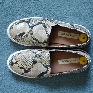 Steven Madden metallic snake print slip on sneakers